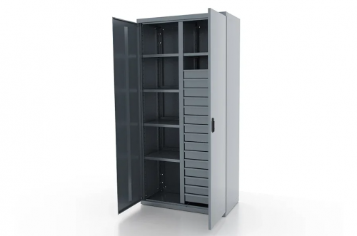 Шкаф металлический для инструмента двухсекционный, серый FERRUM 03.3155-9007