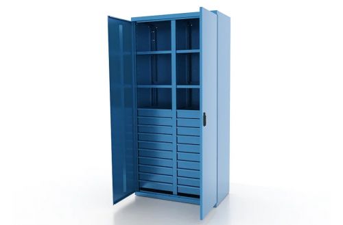 Шкаф металлический для инструмента двухсекционный, синий FERRUM 03.3204-5015