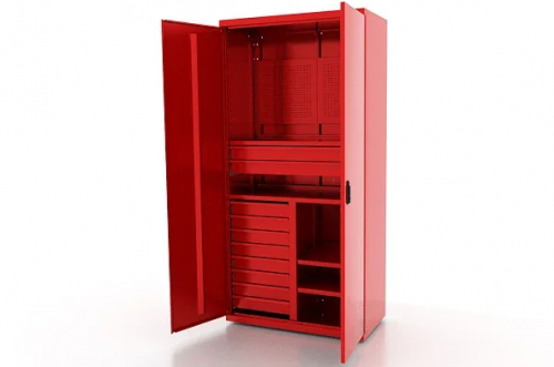Шкаф металлический для инструмента двухсекционный, красный FERRUM 03.3104-3000