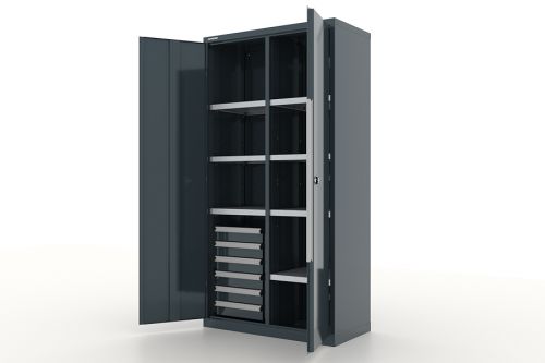 Шкаф металлический для инструмента двухсекционный, темно-серый FERRUM 13.2661-7016