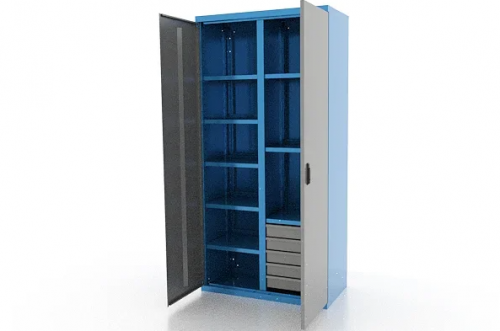 Шкаф металлический для инструмента двухсекционный, синий/серый FERRUM 03.3058-5015/9007