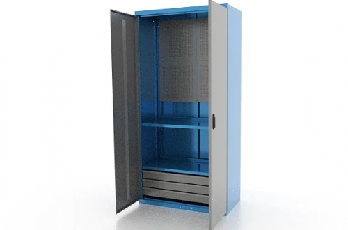 Шкаф металлический для инструмента двухсекционный, синий/серый FERRUM 03.3032-5015/9007