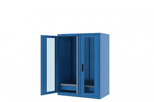 Шкаф металлический для инструмента двухсекционный, Titan, дверца со стеклом, синий FERRUM 43.1204-5015