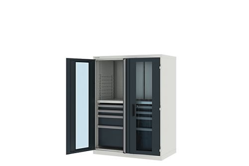 Шкаф металлический для инструмента двухсекционный, Titan, дверца со стеклом, темно-серый FERRUM 43.1203-7001/7016