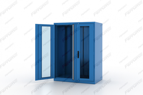 Корпус шкафа инструментального 1400 мм, дверца со стеклом, синий FERRUM 43.002-5015