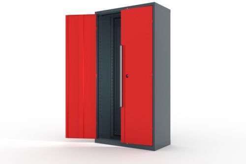Корпус шкафа инструментального двухсекционного, темно-серый - красный FERRUM 13.9001-7016/3000