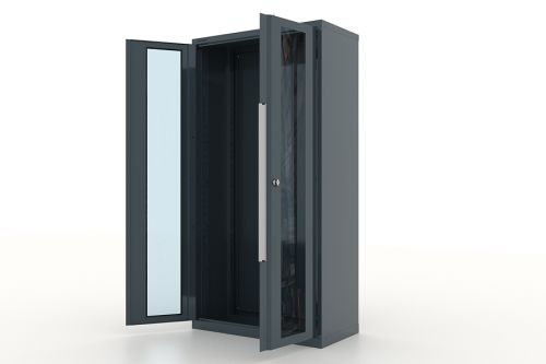 Корпус шкафа инструментального двухсекционного, дверца со стеклом, темно-серый FERRUM 13.9002-7016