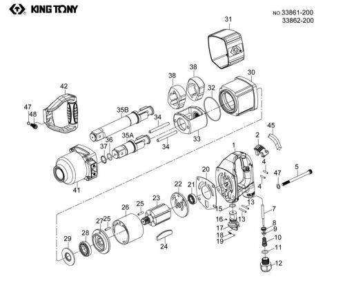 Ремкомплект для гайковертов 33861-200 и 33862-200, лопасть ротора (24) KING TONY 33861-A24
