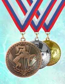 Наградной комплект из 3-х медалей 50мм Борьба