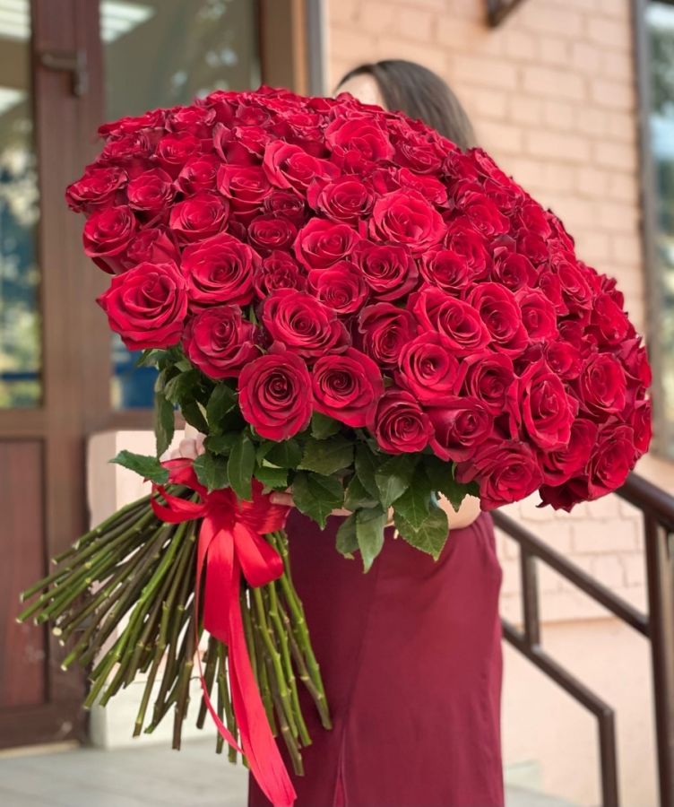 101 роза Эквадор 70 см красные