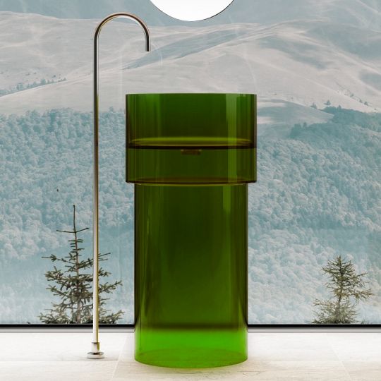 Изображение Раковина отдельностоящая прозрачная ABBER Kristall AT2701Emerald-H зеленая 45х45