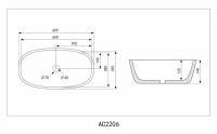 Раковина накладная ABBER Rechteck AC2206MG серая матовая 60,5х39 схема 2