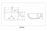 Белая накладная раковина ABBER Rechteck AC2200 46х32,5 схема 2