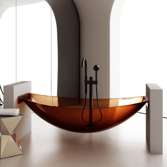 Фото Подвесная коричневая ванна ABBER Kristall AT9704Opal 180х80