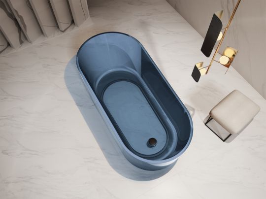 Отдельностоящая прозрачная ванна ABBER Kristall AT9706Saphir синяя 170х80 схема 5