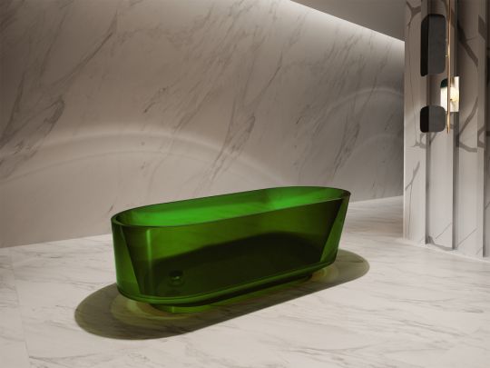 Отдельностоящая прозрачная ванна ABBER Kristall AT9706Emerald зеленая 170х80 схема 4