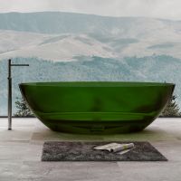 Овальная прозрачная ванна ABBER Kristall AT9702Emerald зеленая 180х85 схема 1