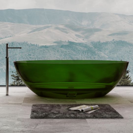 Фото Овальная прозрачная ванна ABBER Kristall AT9702Emerald зеленая 180х85