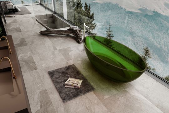 Овальная прозрачная ванна ABBER Kristall AT9702Emerald зеленая 180х85 ФОТО