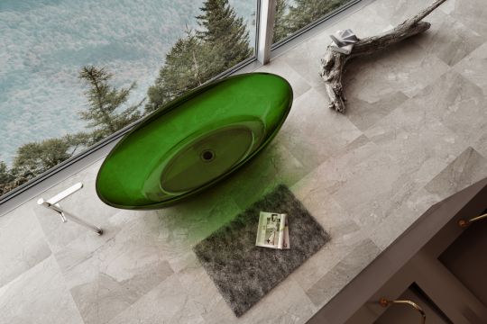 Овальная прозрачная ванна ABBER Kristall AT9702Emerald зеленая 180х85 схема 5