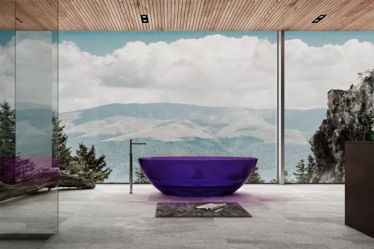 Прозрачная ванна ABBER Kristall AT9702Amethyst фиолетовая 180х85 схема 3
