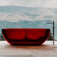 Овальная прозрачная ванна ABBER Kristall AT9703Rubin красная 170х75 схема 1