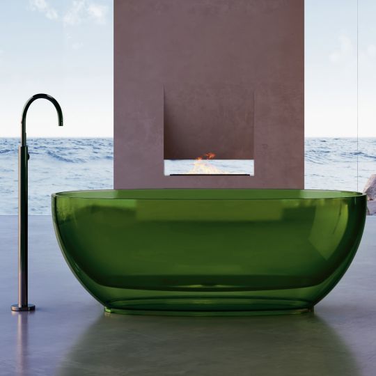 Фото Овальная прозрачная ванна ABBER Kristall AT9703Emerald зеленая 170х75