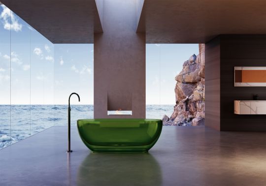 Овальная прозрачная ванна ABBER Kristall AT9703Emerald зеленая 170х75 схема 3