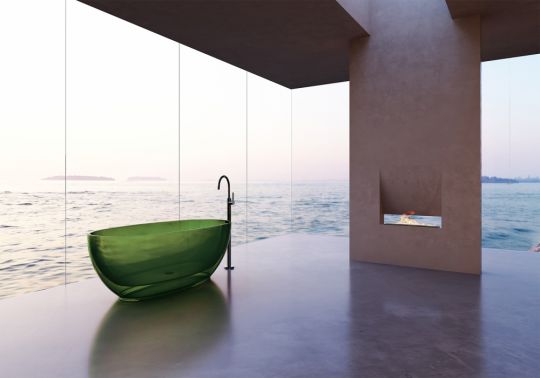 Овальная прозрачная ванна ABBER Kristall AT9703Emerald зеленая 170х75 схема 4