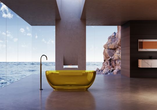 Прозрачная ванна ABBER Kristall AT9703Amber желтая 170х75 ФОТО