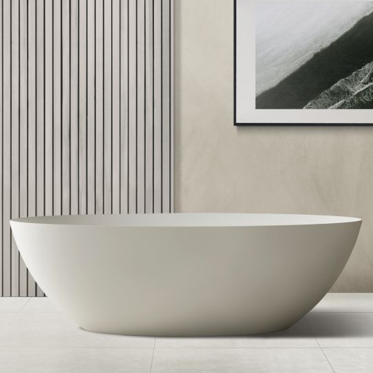 Фото Овальная ванна из искусственного камня ABBER Stein AS9625-1.7 белая матовая 170х80