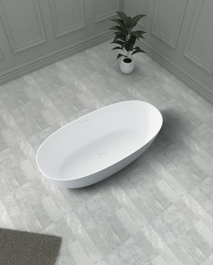 Отдельностоящая ванна из искусственного камня ABBER Stein AS9624-1.6 белая матовая 160х75 схема 4