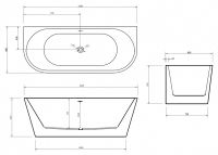 Пристенная акриловая ванна ABBER AB9216-1.5 150х80 схема 2