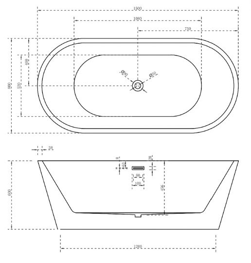 Акриловая ванна ABBER AB9203-1.5 150х80 ФОТО
