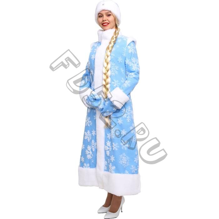 Карнавальный костюм «Снегурочка Боярская», шубка, шапочка, рукавички, р. 52