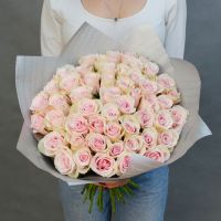 Монобукет из 51 розовой розы  "Сладкая любовь"