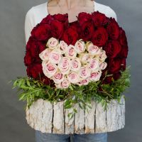 Сердце 3D из 101 розы "Тайная Страсть"
