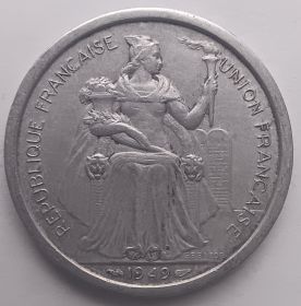 2 франка  Французская Океания( Полинезия) 1949