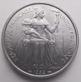 5 франков  Французская Океания( Полинезия) 1952 UNC