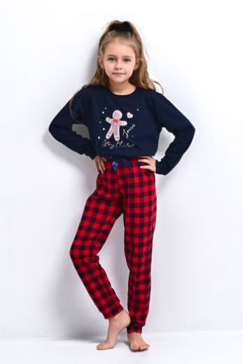 Пижама детская для девочек SENSIS Amma Kids, лонгслив и брюки, темно-синий