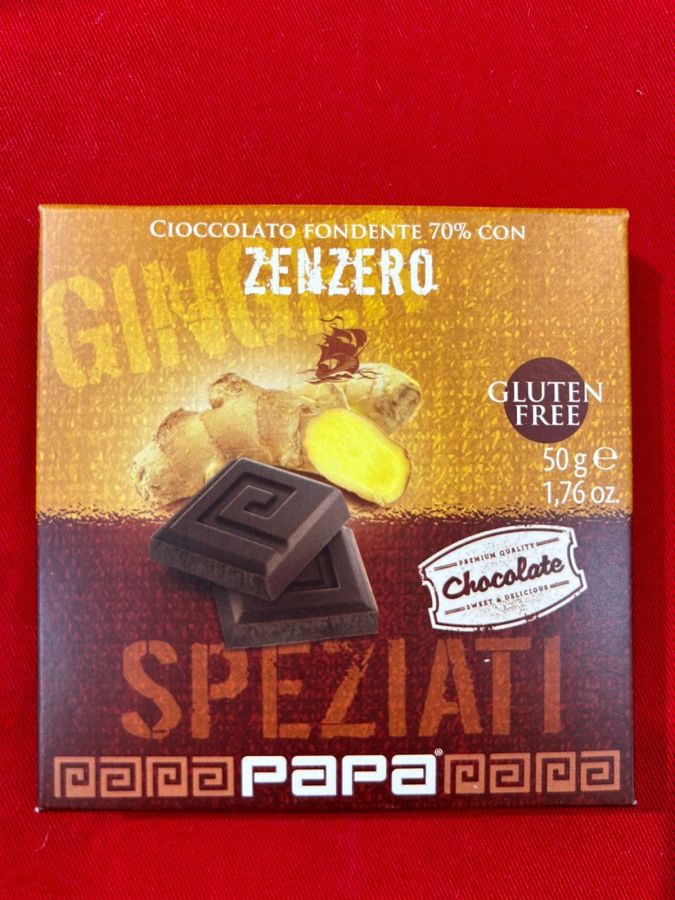 Шоколад темный 70% с имбирем 50 г, Cioccolato fondente 70% con zenzero, Papa, 50 g