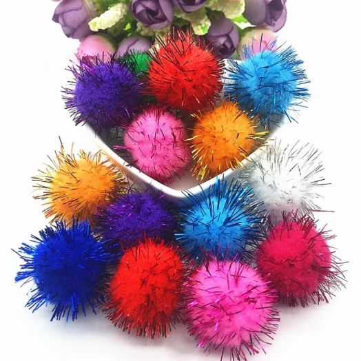 Помпоны - шарики для творчества разноцветные с ЛЮРЕКСОМ. Разные размеры. (TBY ВСMIXL)