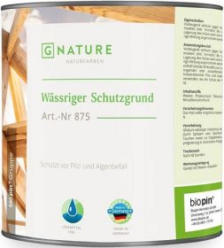 Грунт-Антисептик для Дерева Gnature 875 Wassriger Schutzgrund 2.5л Водный, Бесцветный, без Запаха для Внутренних и Наружных Работ
