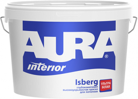Краска для Потолков Aura Interior Isberg 4.5л Глубокоматовая, Ультрабелая, Высокоукрывистая / Аура