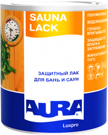 Защитный Лак для Бань и Саун Aura Luxpro Sauna Lack 1л Полуматовый, Акриловый, без Запаха / Аура