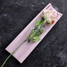 Пакет конус, для цветов, розовый, 14*40см