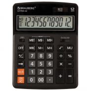 Калькулятор настольный BRAUBERG EXTRA-12-BK (206×155 мм), 12 разрядов, двойное питание, ЧЕРНЫЙ 250481