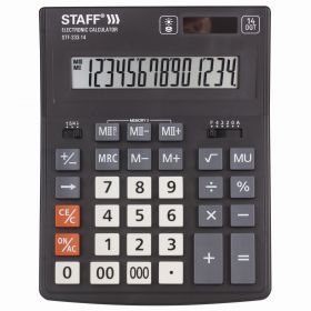 Калькулятор настольный STAFF PLUS STF-333 (200×154 мм), 14 разрядов, двойное питание 250416