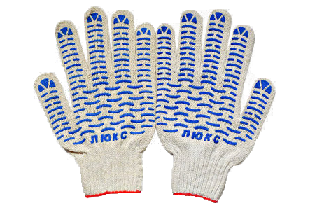 Перчатки с ПВХ Волна (Люкс) белые 7 класс вязки (6 нитей) (СВ 57 Бс)