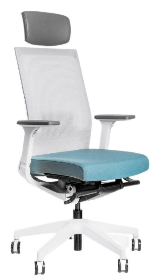 Эргономичное кресло  A1 (бел/сер/сиденье синее)